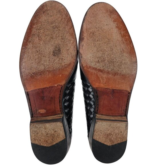 Vintage Bragano Cole Haan Italy Black Woven Leather Tassel Loafer Dress Shoes 8M - Picture 3 of 11